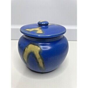 Vintage Foley Canada Pottery St. John New Brunswick lidded jar cabot blue